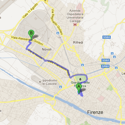 Mappa del percorso dalla Stazione Ferroviaria Santa Maria Novella